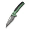 Civivi Knives Sentinel Strike Flipper Button Lock Green Aluminum W/ Black FRN & Damascus C22025B-DS1