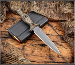 RMJ Tactical Raider Dagger 3V Fixed Blade W/ Hyena Brown G-10 & Kydex Sheath