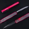 Heretic Knives Cleric II 2 Black Double Edge Magnacut W/ Red & Black Stainless Bubble Inlays