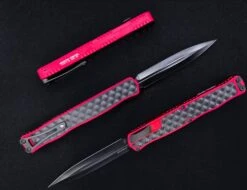 Heretic Knives Cleric II 2 Black Double Edge Magnacut W/ Red & Black Stainless Bubble Inlays