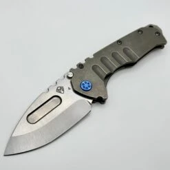 Medford Knife Praetorian T Drop Point Tumbled S45 & Tumbled Handles W/ Blue Hardware/Clip