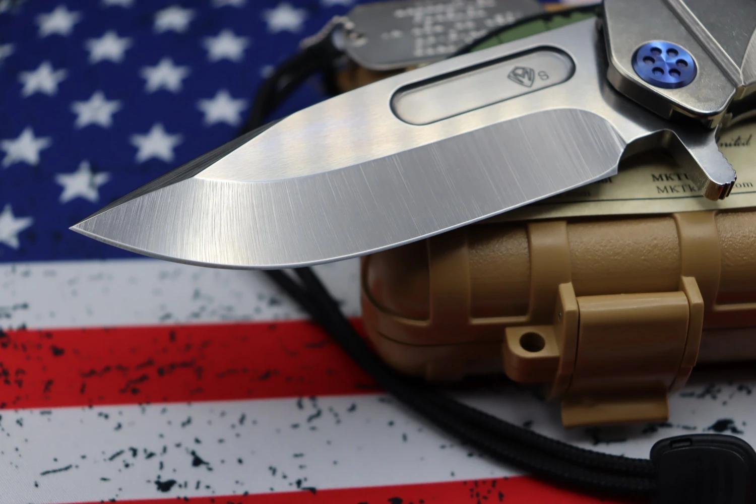 Medford Knife Fighter Flipper USMC Tumbled & Blue With Cpm-S35 2 Medford Knife Fighter Flipper USMC Tumbled & Blue With Cpm-S35 - Image 2