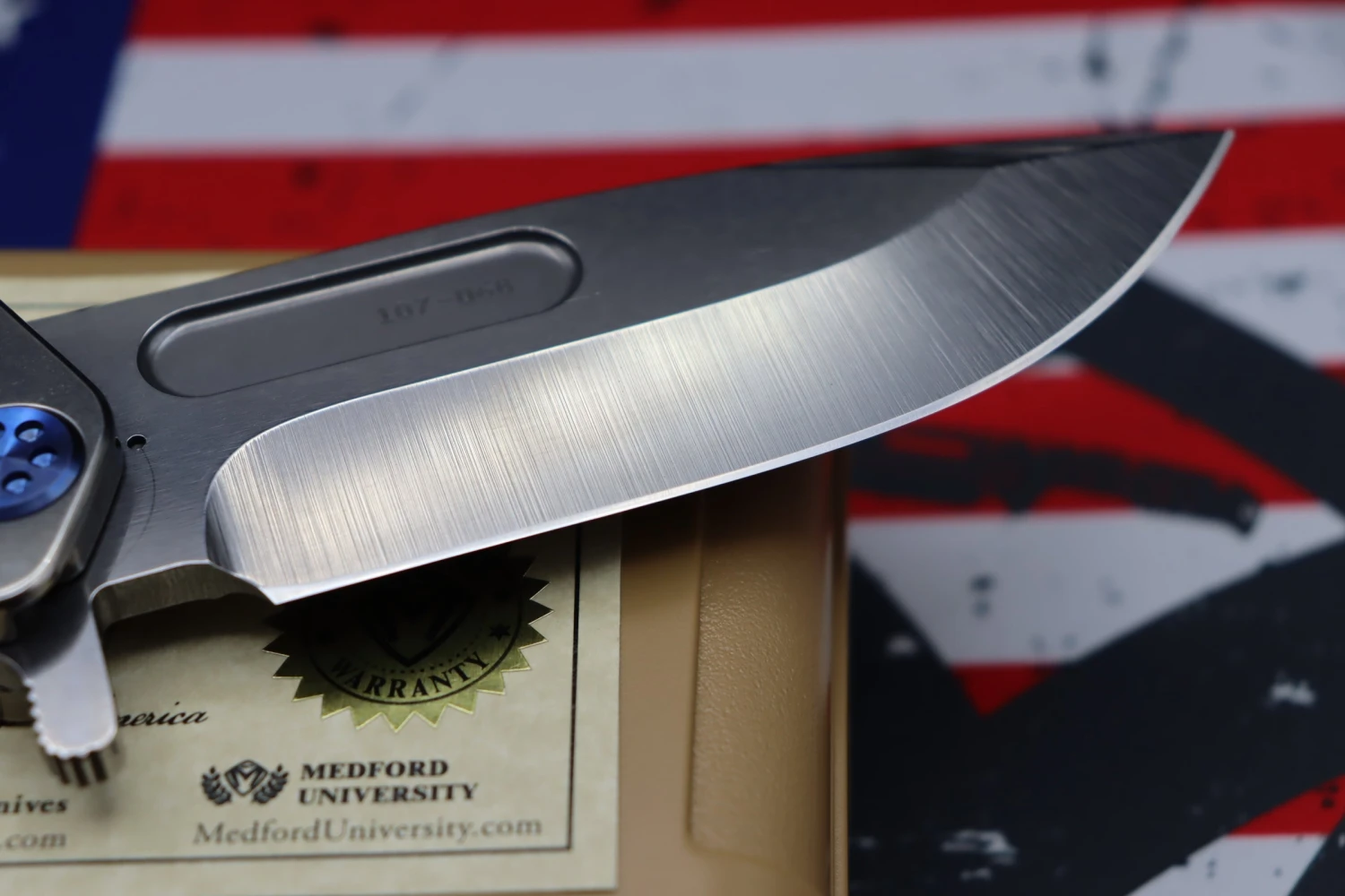 Medford Knife Fighter Flipper USMC Tumbled & Blue With Cpm-S35 5 Medford Knife Fighter Flipper USMC Tumbled & Blue With Cpm-S35 - Image 5