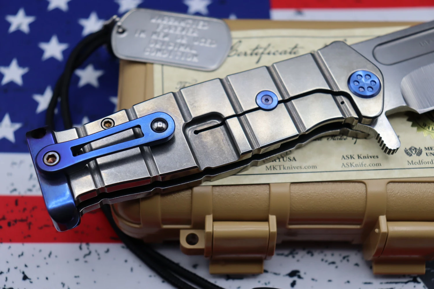 Medford Knife Fighter Flipper USMC Tumbled & Blue With Cpm-S35 6 Medford Knife Fighter Flipper USMC Tumbled & Blue With Cpm-S35 - Image 6