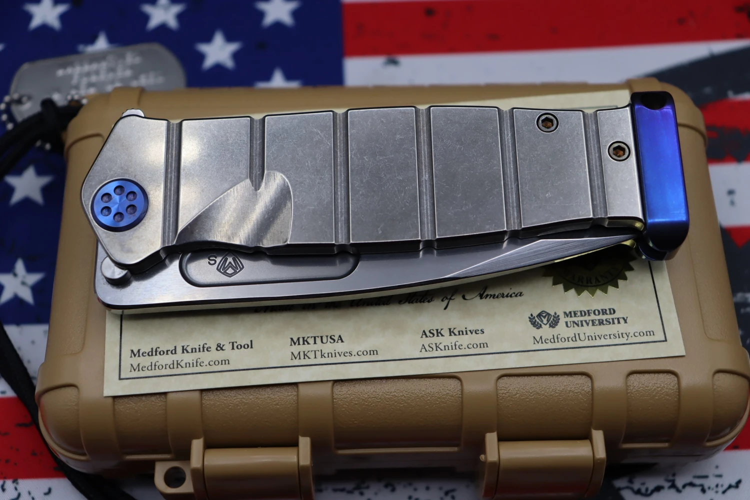 Medford Knife Fighter Flipper USMC Tumbled & Blue With Cpm-S35 9 Medford Knife Fighter Flipper USMC Tumbled & Blue With Cpm-S35 - Image 9