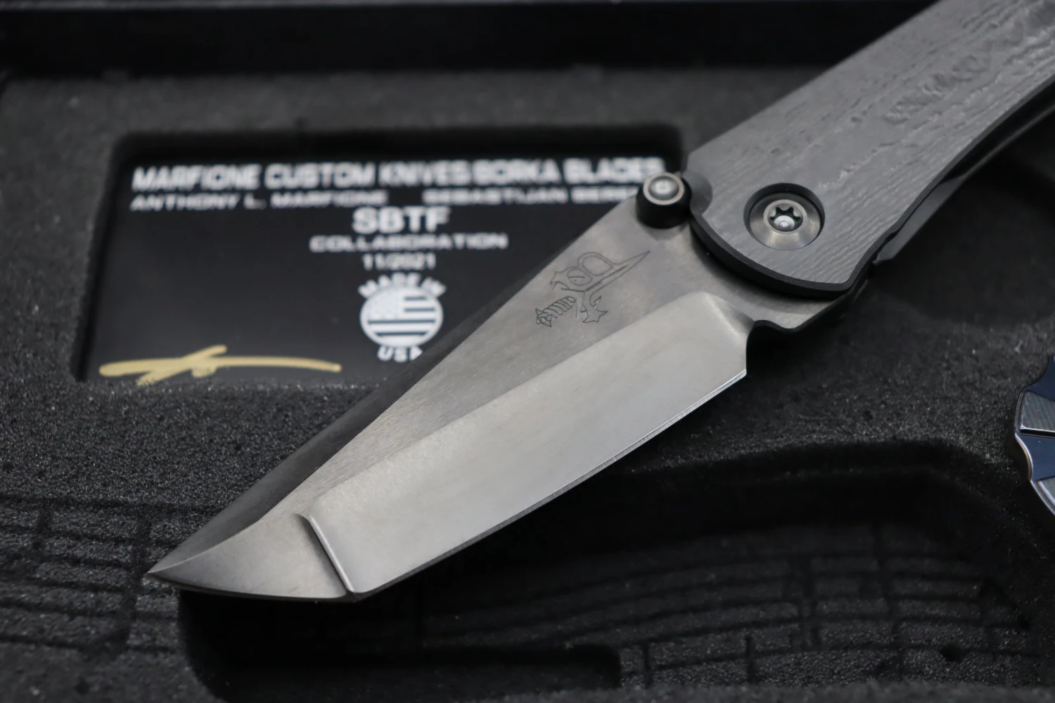 Marfione Custom Borka Blades SBTF DLC Carboquartz Handle & Star Grind Tanto DLC & HiTex Chip NYCKS 2 Marfione Custom Borka Blades SBTF DLC Carboquartz Handle & Star Grind Tanto DLC & HiTex Chip NYCKS - Image 2