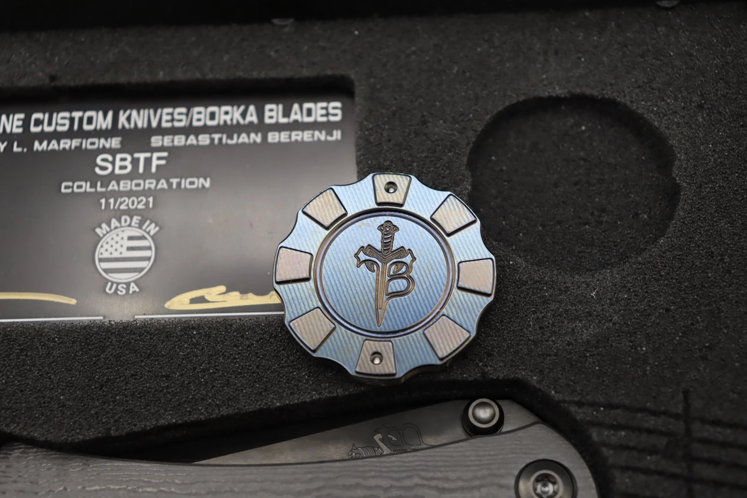 Marfione Custom Borka Blades SBTF DLC Carboquartz Handle & Star Grind Tanto DLC & HiTex Chip NYCKS 13 Marfione Custom Borka Blades SBTF DLC Carboquartz Handle & Star Grind Tanto DLC & HiTex Chip NYCKS - Image 13