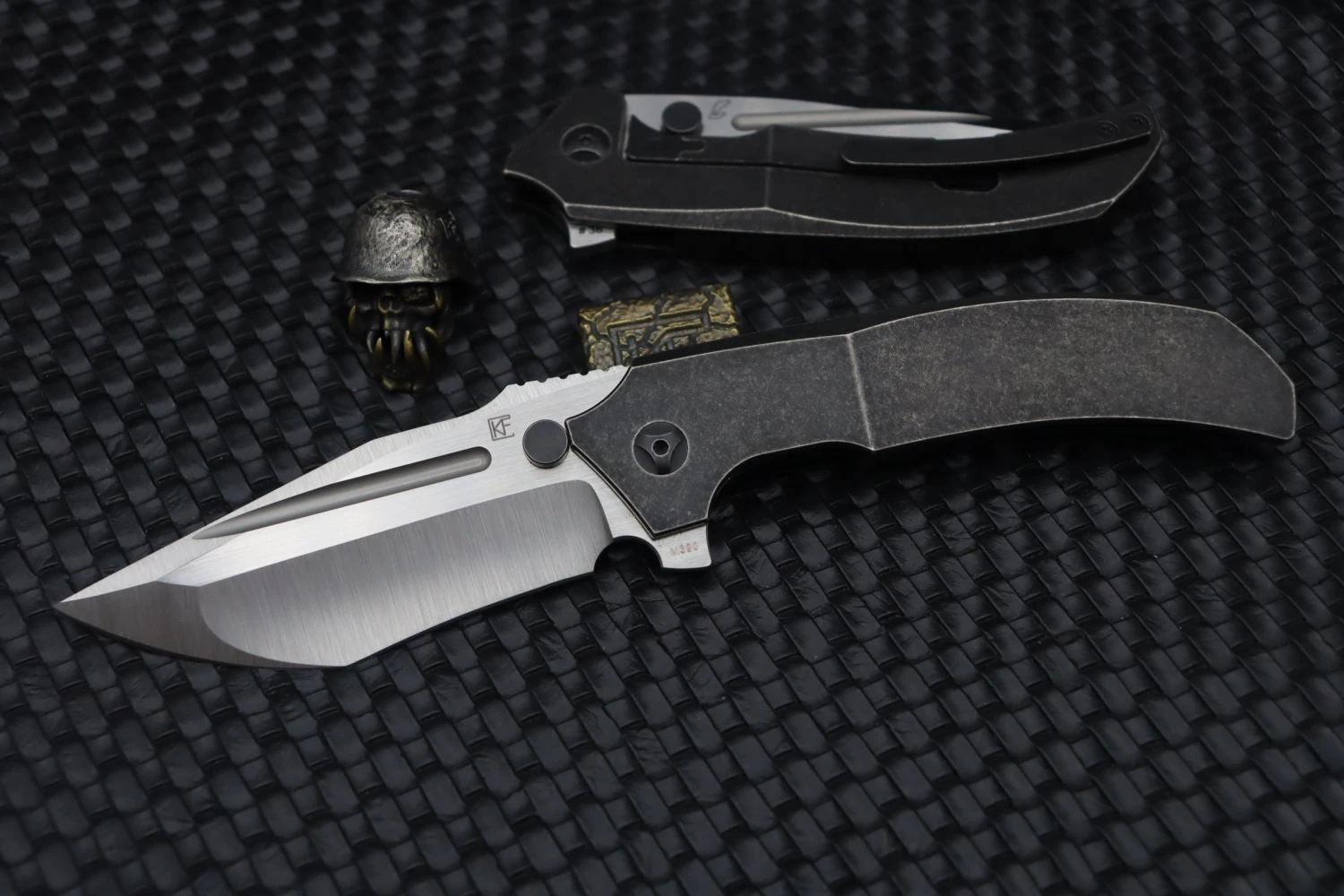 Custom Knife Factory Satori 2.0 Blackwash Ti Intergal With Satin M390 Compound Ground Blade 1 Custom Knife Factory Satori 2.0 Blackwash Ti Intergal With Satin M390 Compound Ground Blade