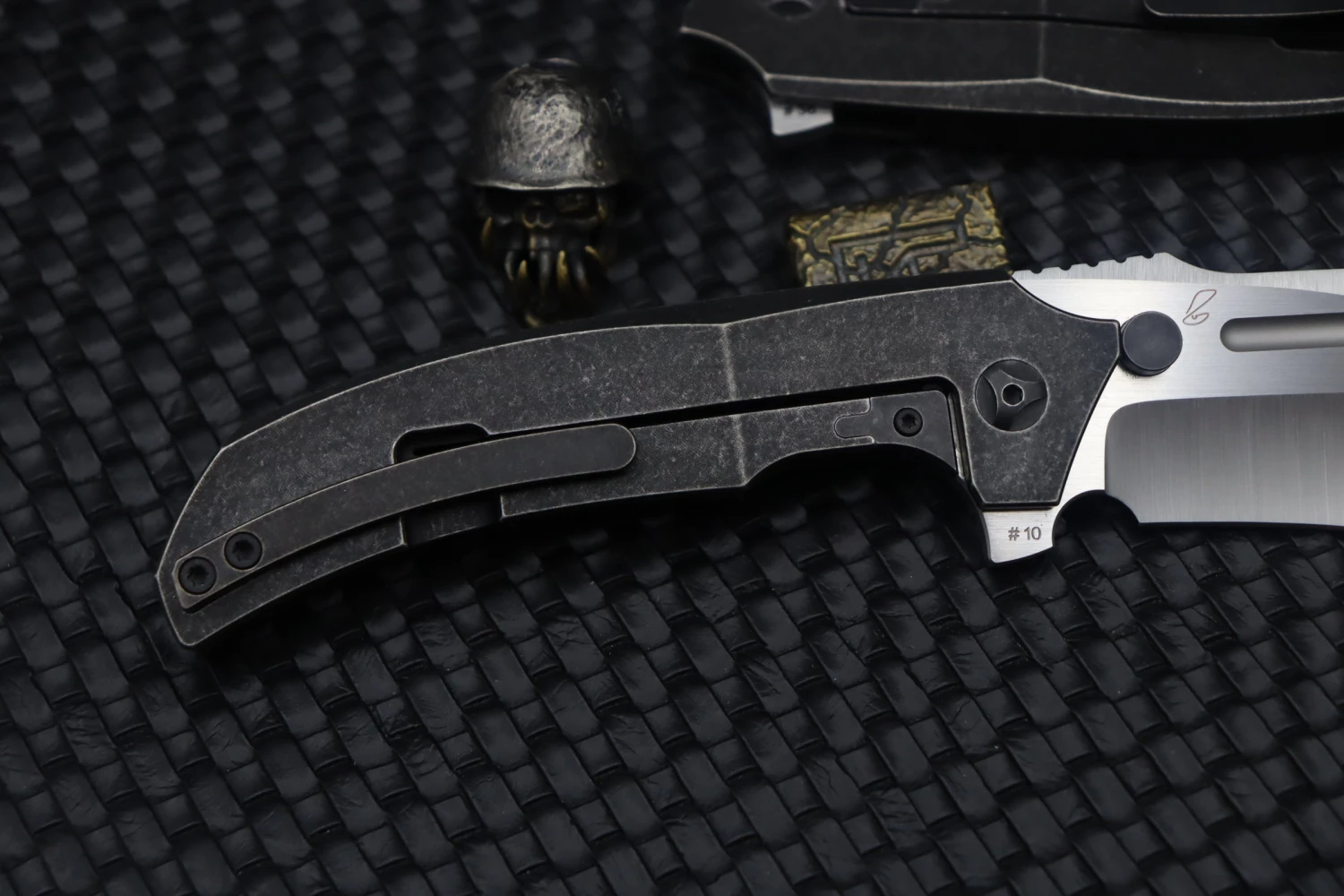 Custom Knife Factory Satori 2.0 Blackwash Ti Intergal With Satin M390 Compound Ground Blade 6 Custom Knife Factory Satori 2.0 Blackwash Ti Intergal With Satin M390 Compound Ground Blade - Image 6