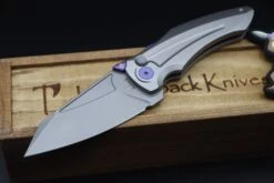 Jake Hoback Knives Sumo Stonewash Handle & Blade With Purple Anodized Accents