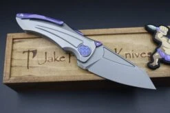 Jake Hoback Knives Sumo Stonewash Handle & Blade With Purple Anodized Accents -Nc Blade IMG 6212