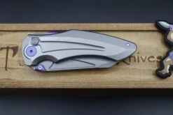 Jake Hoback Knives Sumo Stonewash Handle & Blade With Purple Anodized Accents -Nc Blade IMG 6215