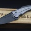Jake Hoback Knives Sumo Light Gray Sandblast Handle & DLC Black Blade With Blue Anodized Accents