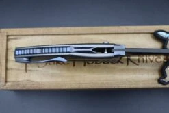 Jake Hoback Knives Sumo Light Gray Sandblast Handle & DLC Black Blade With Blue Anodized Accents 11 Jake Hoback Knives Sumo Light Gray Sandblast Handle & DLC Black Blade With Blue Anodized Accents -Nc Blade IMG 6233