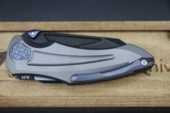 Jake Hoback Knives Sumo Light Gray Sandblast Handle & DLC Black Blade With Blue Anodized Accents 14 Jake Hoback Knives Sumo Light Gray Sandblast Handle & DLC Black Blade With Blue Anodized Accents -Nc Blade IMG 6236