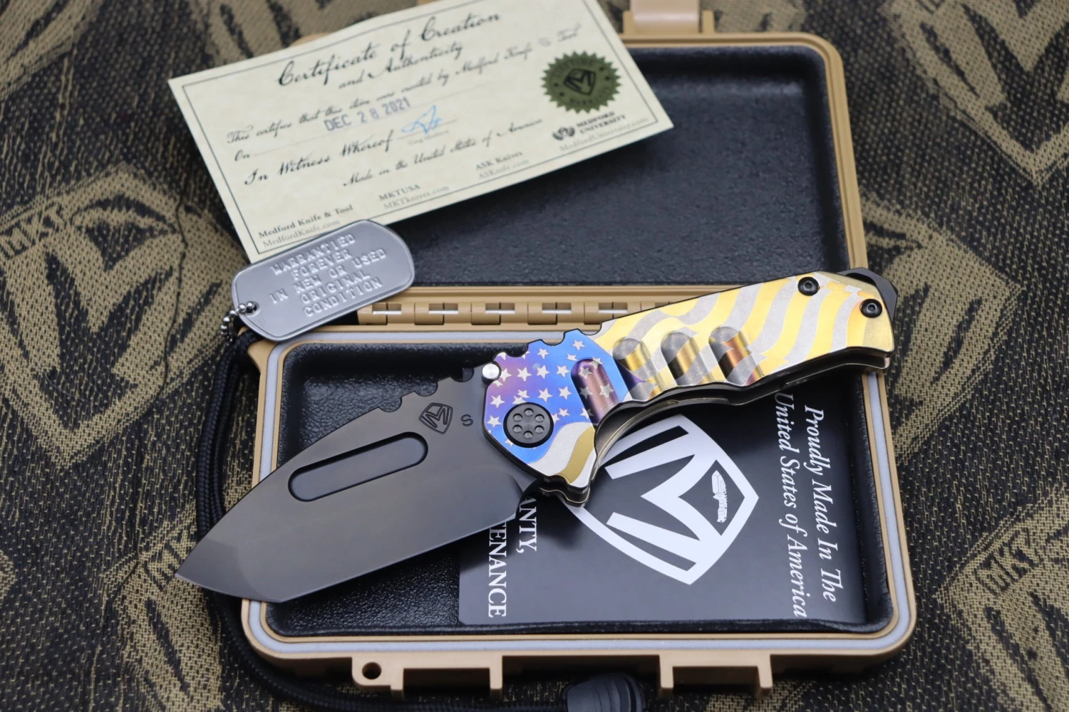 Medford Praetorian Genesis T S35 Tanto PVD & American Flag Engraving 2 Medford Praetorian Genesis T S35 Tanto PVD & American Flag Engraving - Image 2