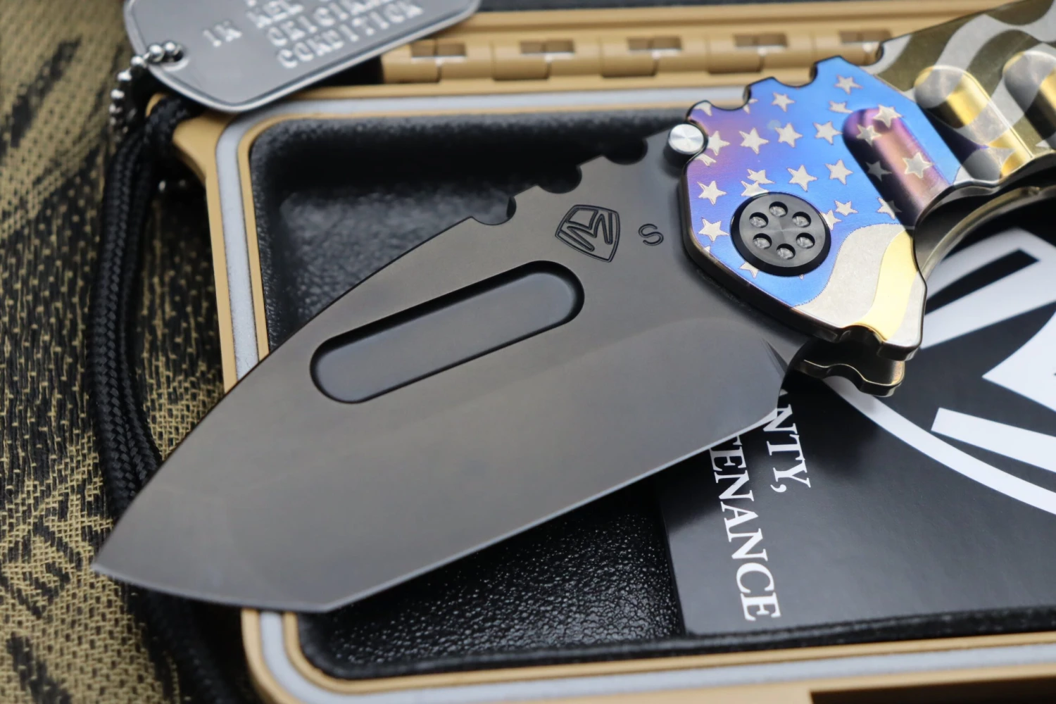 Medford Praetorian Genesis T S35 Tanto PVD & American Flag Engraving 3 Medford Praetorian Genesis T S35 Tanto PVD & American Flag Engraving - Image 3