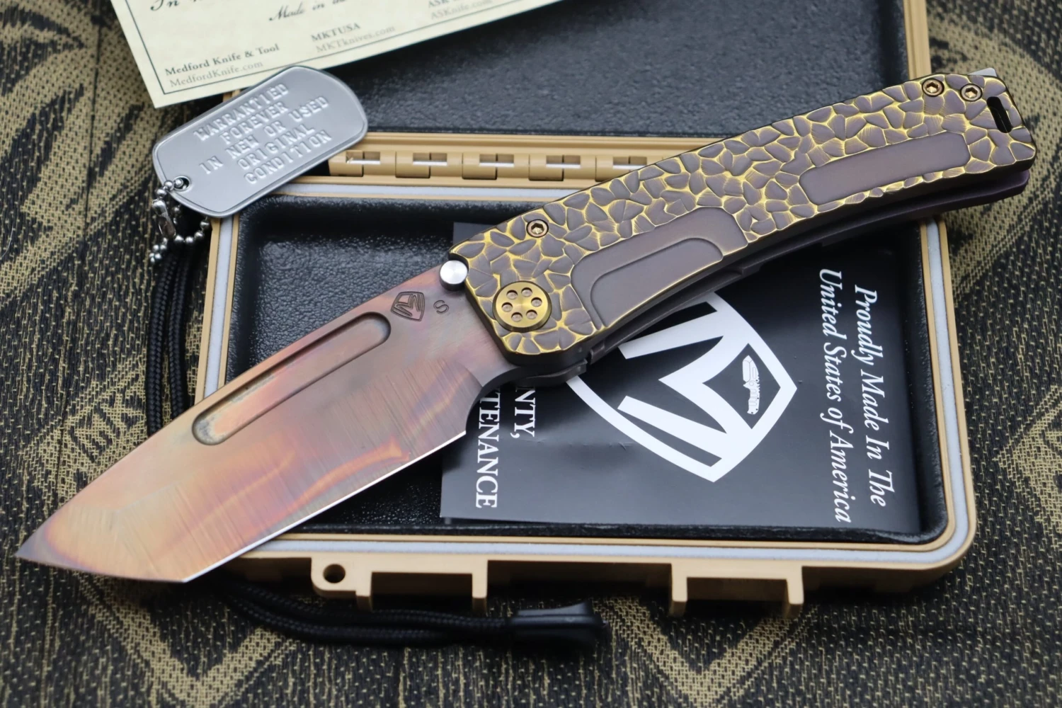 Medford Marauder H "Peaks & Valleys" Handles W/ Bronze Hardware & S35VN Vulcan Tanto 1 Medford Marauder H "Peaks & Valleys" Handles W/ Bronze Hardware & S35VN Vulcan Tanto