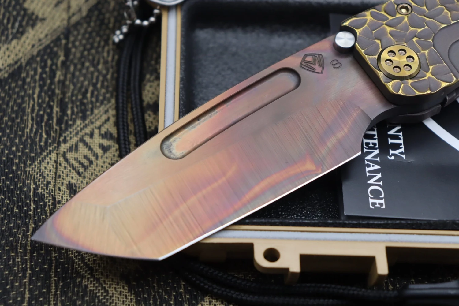 Medford Marauder H "Peaks & Valleys" Handles W/ Bronze Hardware & S35VN Vulcan Tanto 2 Medford Marauder H "Peaks & Valleys" Handles W/ Bronze Hardware & S35VN Vulcan Tanto - Image 2