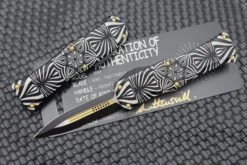 Microtech Hera D/E Two-Toned Black W/ Gold Accents 'SOURCE' Artwork 702-1TSOS