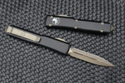 Microtech Ultratech Black W/ Full Serrated Double Edge Bronze Apocalyptic 122-15AP 6 Microtech Ultratech Black W/ Full Serrated Double Edge Bronze Apocalyptic 122-15AP -Nc Blade IMG 8724