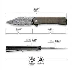 CIVIVI Relic Dark Green Micarta & Damascus C20077B-DS1 -Nc Blade Image2 13 22at10.52PM 2