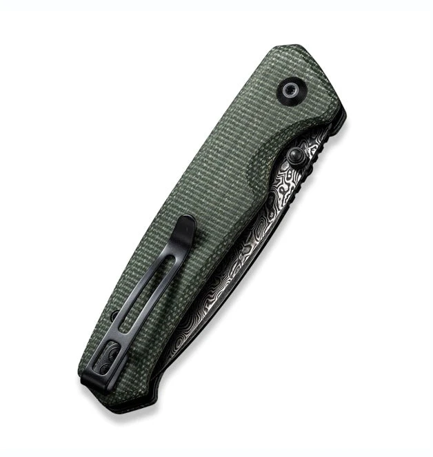 Civivi Altus - Button Lock Thumb Stud W/ Green Micarta Handle & Damascus C20076-DS1 4 Civivi Altus - Button Lock Thumb Stud W/ Green Micarta Handle & Damascus C20076-DS1 - Image 4