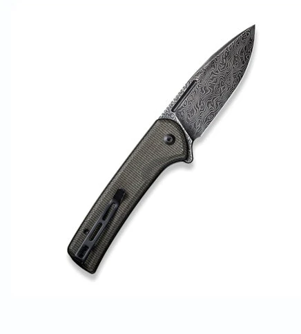 Civivi Conspirator Button Lock Flipper W/ Dark Green Micarta & Damascus C21006-DS1 2 Civivi Conspirator Button Lock Flipper W/ Dark Green Micarta & Damascus C21006-DS1 - Image 2