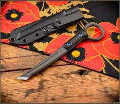 RMJ Tactical Stabby Guy Cobalt Cerakote CPM-3V & Black G-10 W/ Blue Hardware