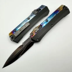 Marfione Custom Knives Glykon Hot Blued Dragonskin Bertie Rietveld Ball Bearing Damascus W/ Galactic Acid Overlays