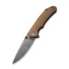 Civivi Brazen Flipper Brown Micarta Damascus C2102DS-1