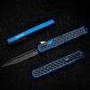 Heretic Knives Cleric II 2 Black Double Edge Magnacut W/ Blue & Black Stainless Bubble Inlays
