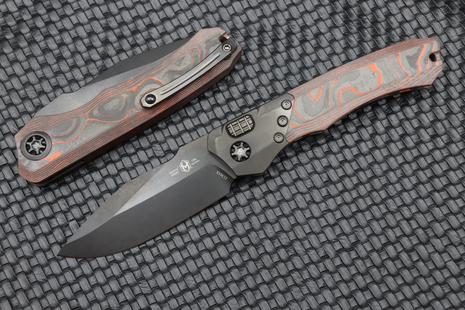 Heretic Knives Wraith Auto W/ Orange Camo Carbon Fiber & DLC H000-6A-ORCF 1 Heretic Knives Wraith Auto W/ Orange Camo Carbon Fiber & DLC H000-6A-ORCF