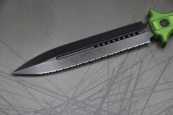 Heretic Knives Nephilim Black/Green G-10 & Double Edge Battleworn Black Full Serrated H003-8C-BLKGRN -Nc Blade image 240e0069 025d 415a 92a4 aef160aa05a1