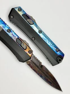 Marfione Custom Knives Glykon Hot Blued Dragonskin Bertie Rietveld Ball Bearing Damascus W/ Galactic Acid Overlays -Nc Blade image 2bcc3d8b bd1b 49f4 8332 9e6859c006b0