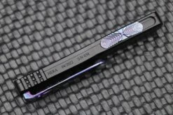 Marfione Hera D/E Spike Grind Hot Blued Vegas Forge Reptilian Pattern Damascus & Black Anodized Handle W/ Zircuti Button & Pocket Clip & DLC Two Tone Hardware -Nc Blade image 315c80a0 ed16 4514 86fc 7267a36ddd38