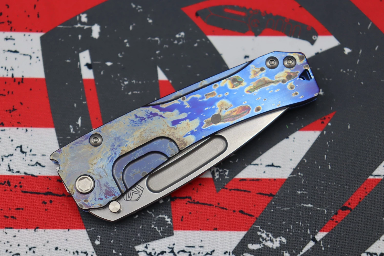 Medford Knife Slim Midi Tumbled Tanto S35 W/ Faced/Flamed Galaxy Handle & Blue Spring 4 Medford Knife Slim Midi Tumbled Tanto S35 W/ Faced/Flamed Galaxy Handle & Blue Spring - Image 4