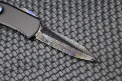 Marfione Hera D/E Spike Grind Hot Blued Vegas Forge Reptilian Pattern Damascus & Black Anodized Handle W/ Zircuti Button & Pocket Clip & DLC Two Tone Hardware -Nc Blade image 404a1613 fb8a 4ad5 9283 a3ddce347722