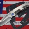 Medford Marauder H Bead Blast Handles, Blue Hardware/Clip & S35VN Tumbled Drop Point
