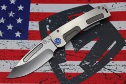 Medford Marauder H Bead Blast Handles, Blue Hardware/Clip & S35VN Tumbled Drop Point