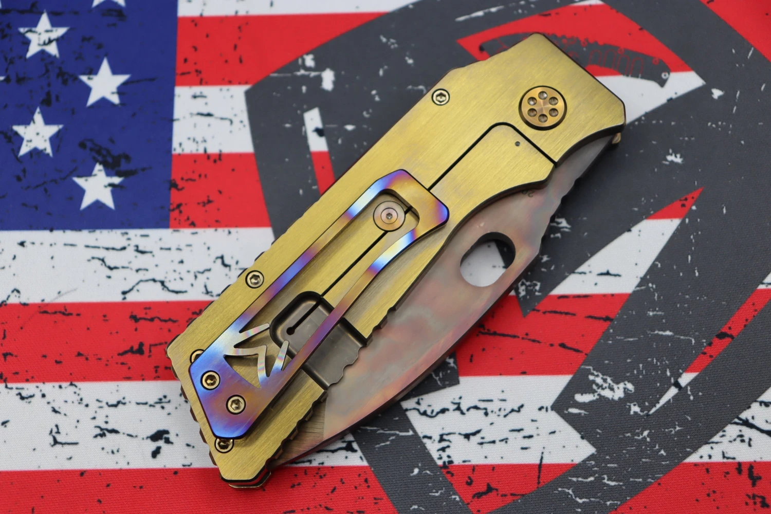 Medford TFF-1 Fat Daddy Faced Bronze Handles W/ Bronze Hardware, Flamed Clip & Vulcan S35VN 8 Medford TFF-1 Fat Daddy Faced Bronze Handles W/ Bronze Hardware, Flamed Clip & Vulcan S35VN - Image 8