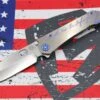 Medford Knife 187 DP Drop Point D2 Tumbled & Tumbled "2nd Amendment" Laser Handles W/ Blue Hardware/Clip