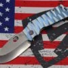 Medford TFF-1 Fat Daddy Blue "Lazy River" Sculpted Handles W/ Flamed Hardware, Blue Clip & Tumbled S35VN