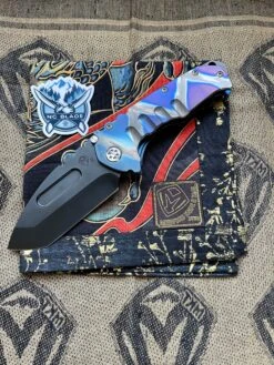 Medford Knife Praetorian T Flamed & Blue With S35 Tanto 104-027