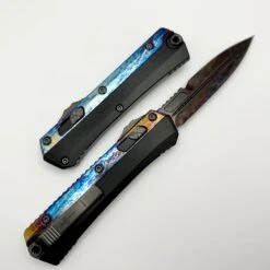 Marfione Custom Knives Glykon Hot Blued Dragonskin Bertie Rietveld Ball Bearing Damascus W/ Galactic Acid Overlays -Nc Blade image 64a87a86 01fe 4c06 9c18 ce95b3c38969