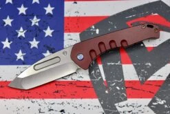 Medford Swift FL Framelock Flipper W/ Tumbled Drop Point S35 & Red Handle W/ Flamed Hardware/Clip