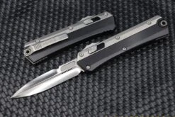 Marfione Custom Knives Glykon Two Tone Stonewash Polished Bayonet W/ Hefted Black Aluminum Handle & Ti Accents
