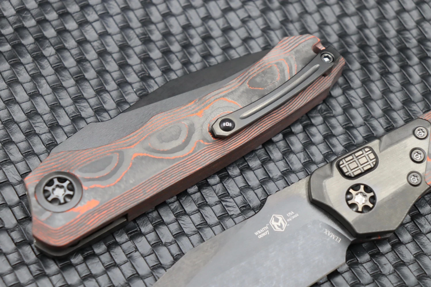 Heretic Knives Wraith Auto W/ Orange Camo Carbon Fiber & DLC H000-6A-ORCF 2 Heretic Knives Wraith Auto W/ Orange Camo Carbon Fiber & DLC H000-6A-ORCF - Image 2