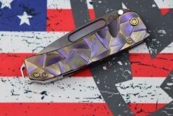 Medford Midi Marauder Vulcan S35 Drop Point & Violet W/ Bronze Stained Glass Sculpted Handles W/ Bronze Hardware/Clip -Nc Blade image 89319f31 4e76 4046 9178 7da0f5396ad2