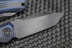 Heretic Knives Wraith Auto Battleworn Black Tanto W/ Carbon Fiber Bolster & Breakthrough Blue Handle DLC H100-8A-BRKBLU 21 Heretic Knives Wraith Auto Battleworn Black Tanto W/ Carbon Fiber Bolster & Breakthrough Blue Handle DLC H100-8A-BRKBLU -Nc Blade image 90d57ee8 b37a 4ad5 a5f0 ea25e65baae4